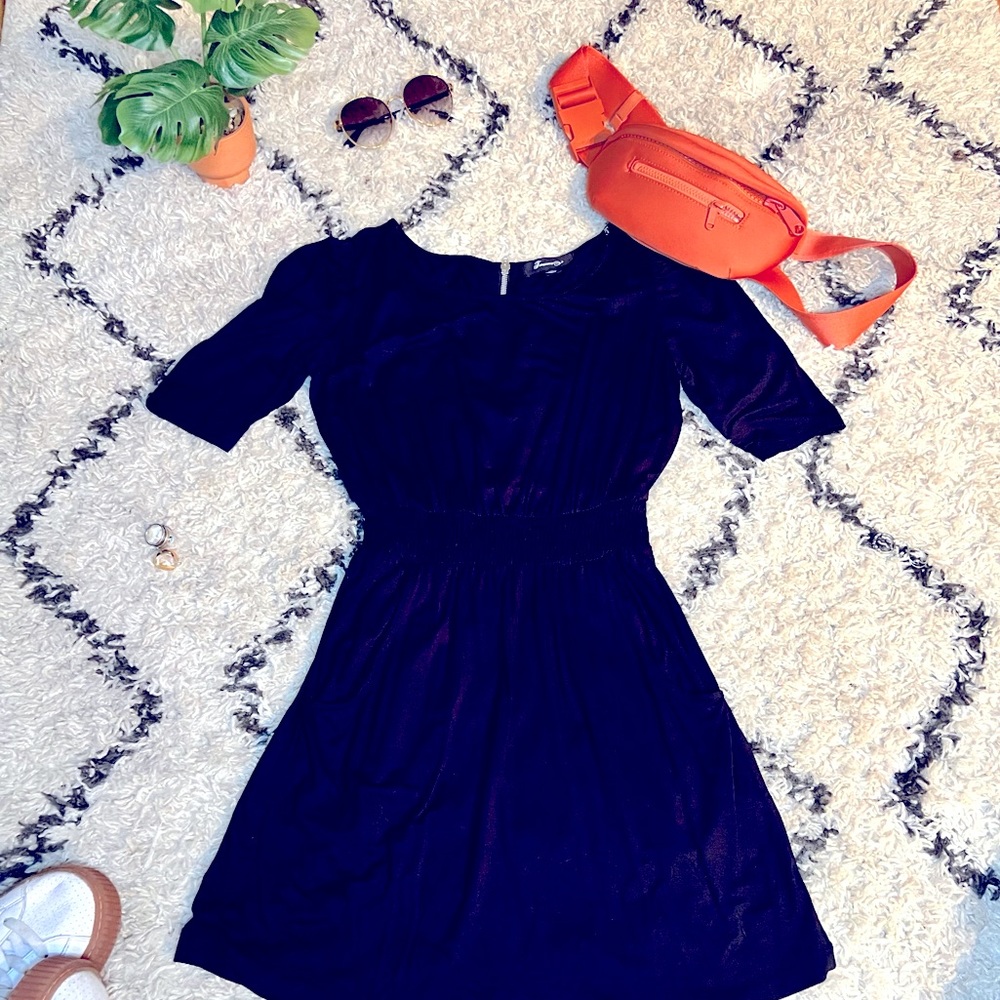 forever 21 black cinch waste dress size small